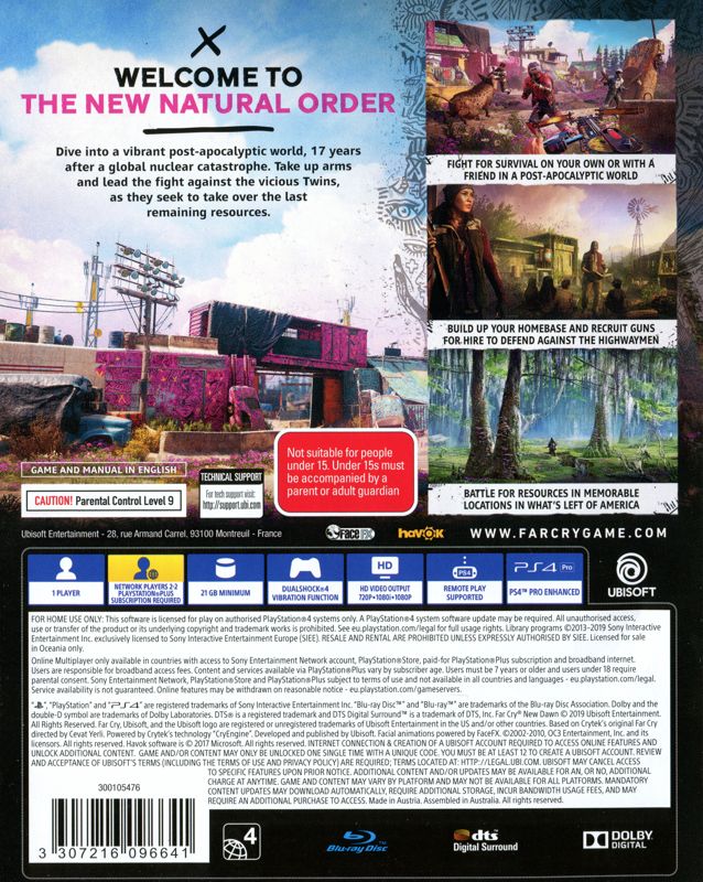 Back Cover for Far Cry: New Dawn (PlayStation 4)