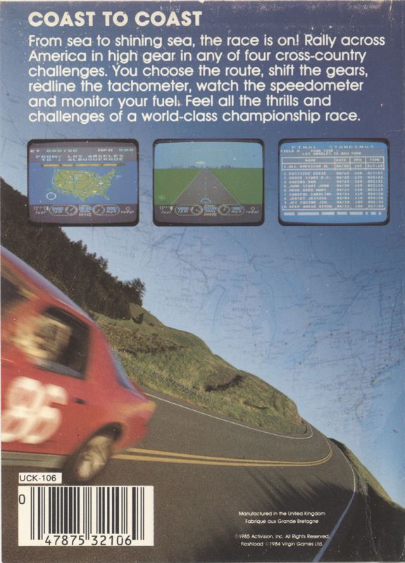Back Cover for The Great American Cross-Country Road Race (Atari 8-bit)