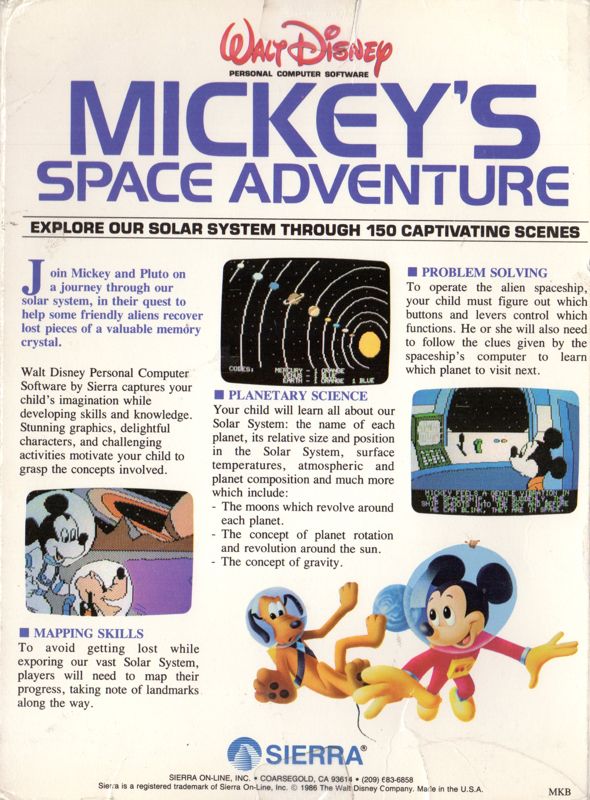 Back Cover for Mickey's Space Adventure (Apple II)