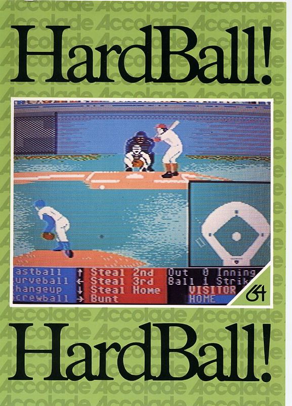 Front Cover for HardBall! (Commodore 64) (German U.S. Gold Release in plastic folder, disk)