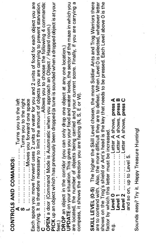 Inside Cover for Sinbad (ZX Spectrum): Instructions page 3