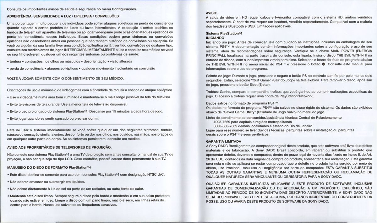 Inside Cover for The Evil Within 2 (PlayStation 4)