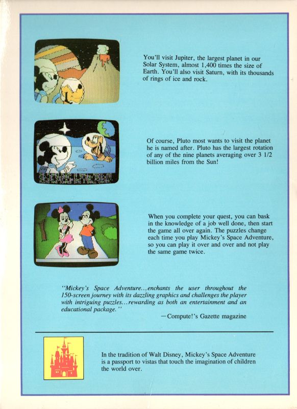 Inside Cover for Mickey's Space Adventure (Apple II): Right
