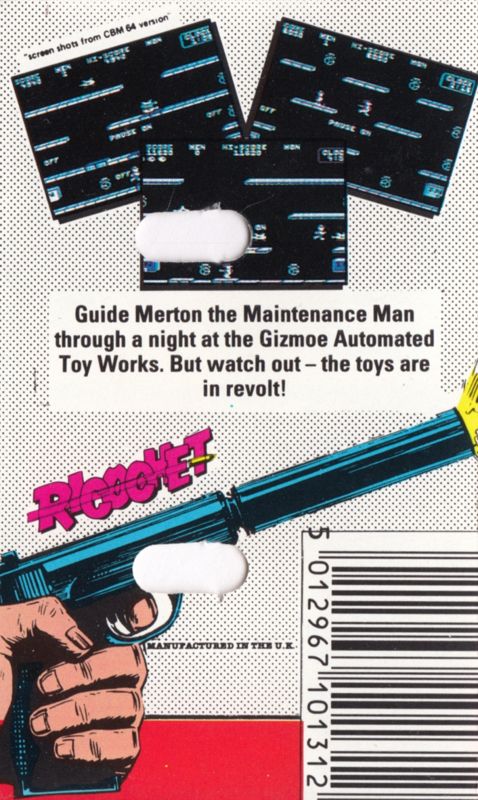 Back Cover for Toy Bizarre (Commodore 64) (Ricochet Release (Alternate Tape Design))