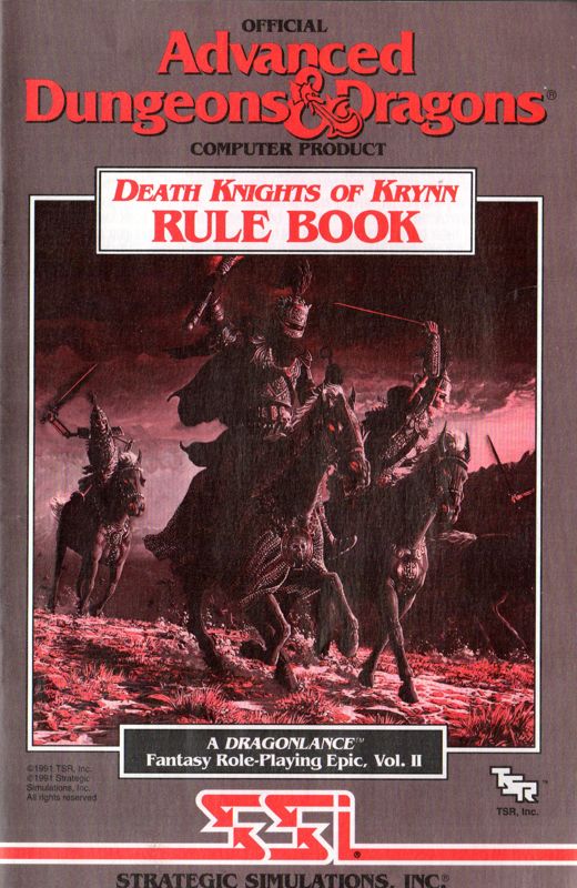 Manual for Death Knights of Krynn (Commodore 64): Rule Book