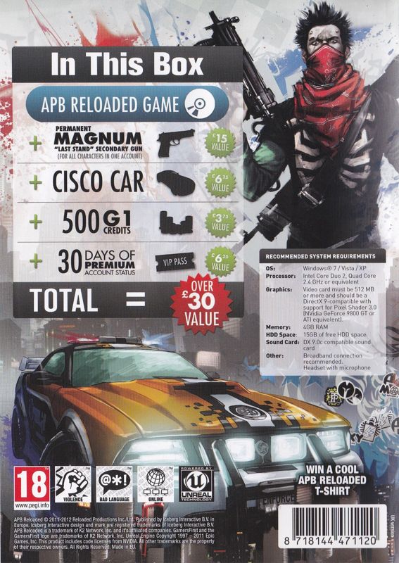 Back Cover for APB: Reloaded (Windows) (The Boxed Special Edition)