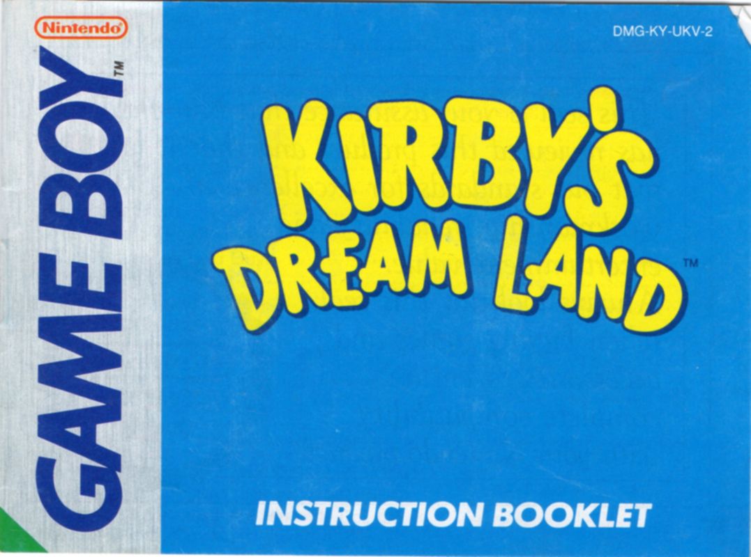 Manual for Kirby's Dream Land (Game Boy): Front