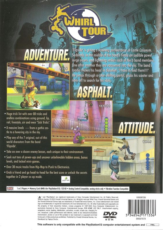 Back Cover for Whirl Tour (PlayStation 2)