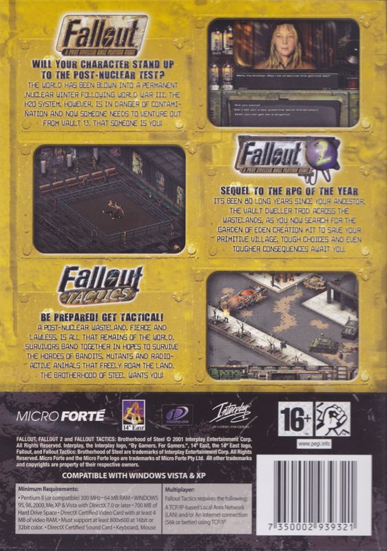 Back Cover for Fallout: Trilogy (Windows) (DVD-ROM release)