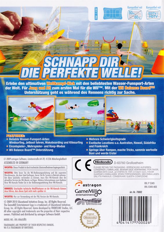 Back Cover for Water Sports (Wii)