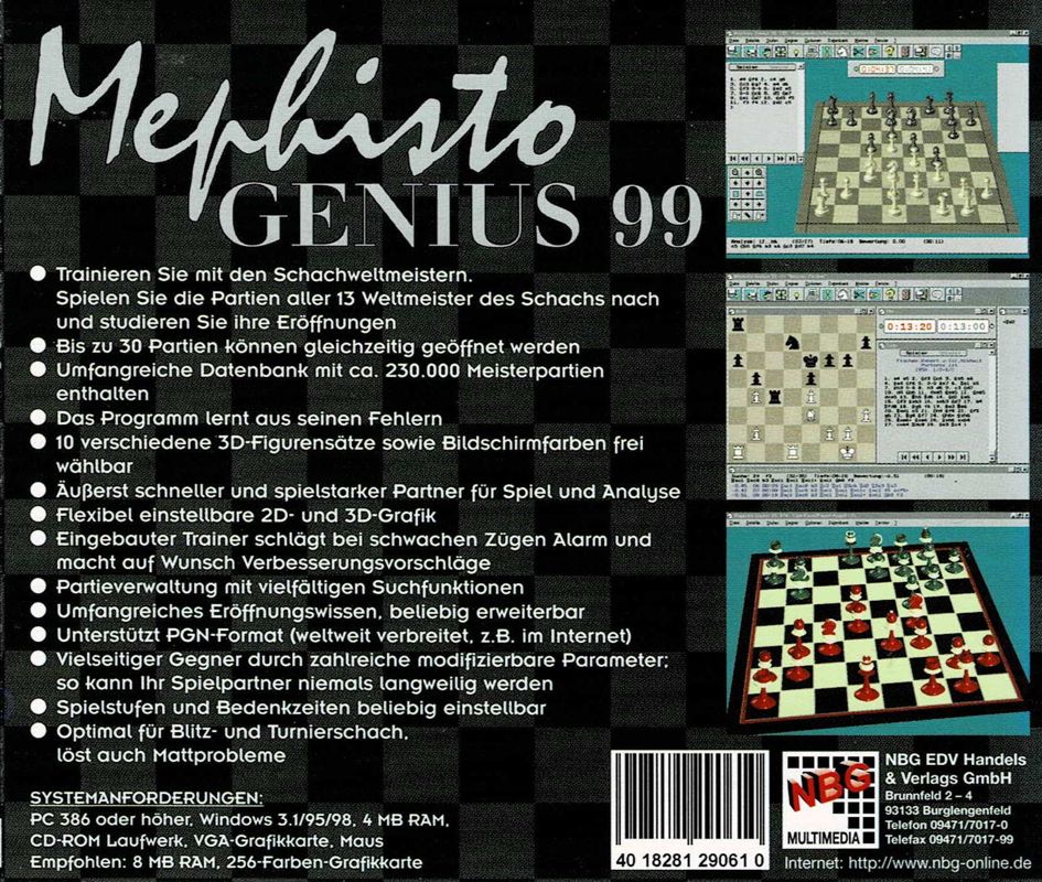 Back Cover for Mephisto Genius 99 (Windows and Windows 3.x)
