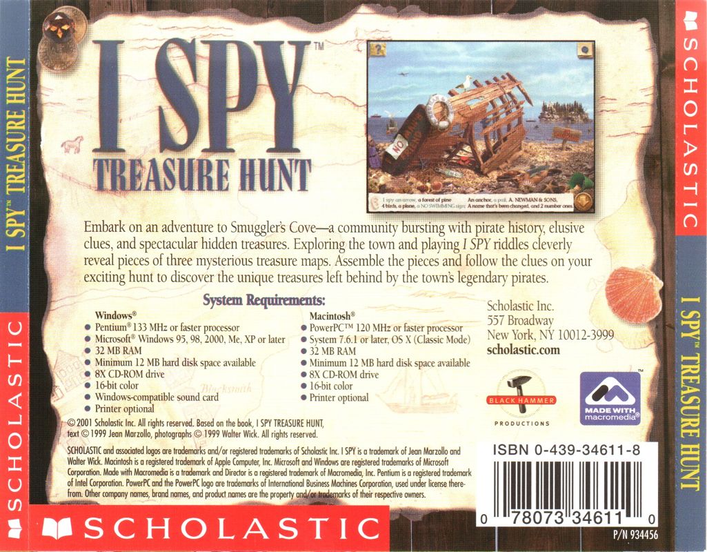 Back Cover for I Spy: Treasure Hunt (Macintosh and Windows)