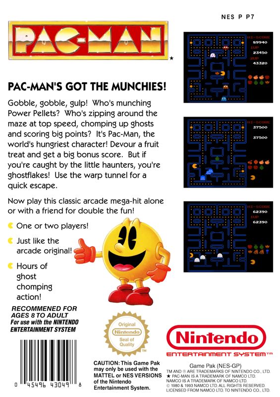 Back Cover for Pac-Man (NES)