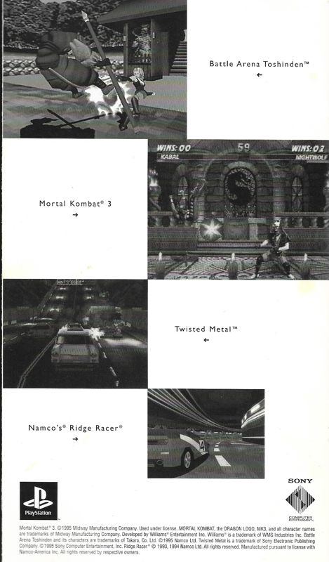 Manual for The Raiden Project (PlayStation): back