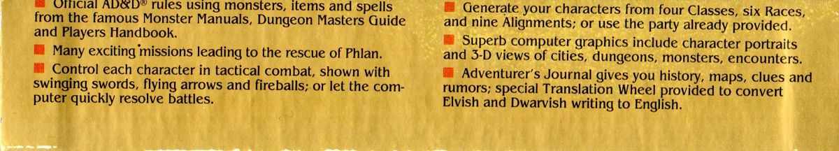 Spine/Sides for Pool of Radiance (Commodore 64): Top