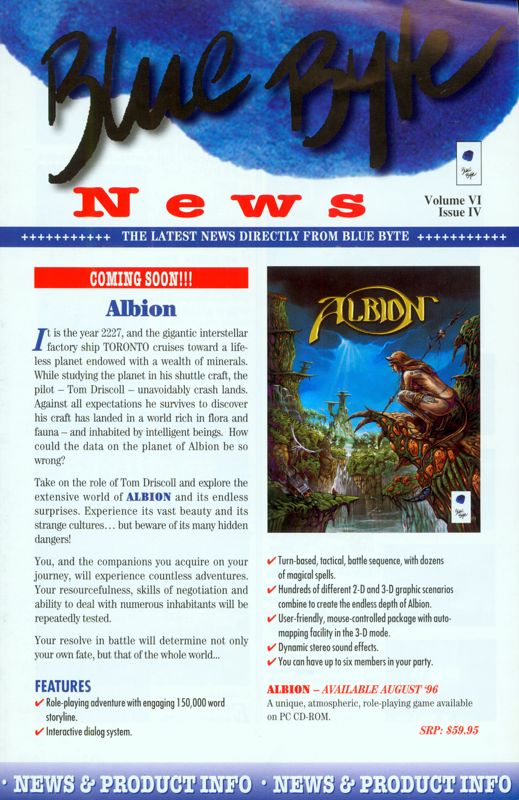 Advertisement for Albion (DOS): Product Flyer (Front)