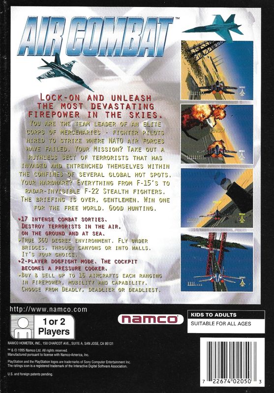 Back Cover for Air Combat (PlayStation) (Long case)