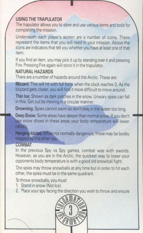 Inside Cover for Spy vs. Spy III: Arctic Antics (ZX Spectrum) (Budget re-release)
