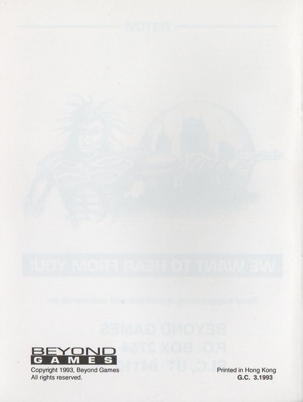 Manual for BattleWheels (Lynx): Back