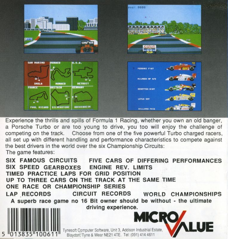 Back Cover for Formula 1 Grand Prix (Atari ST)