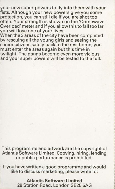 Inside Cover for Superkid (ZX Spectrum)
