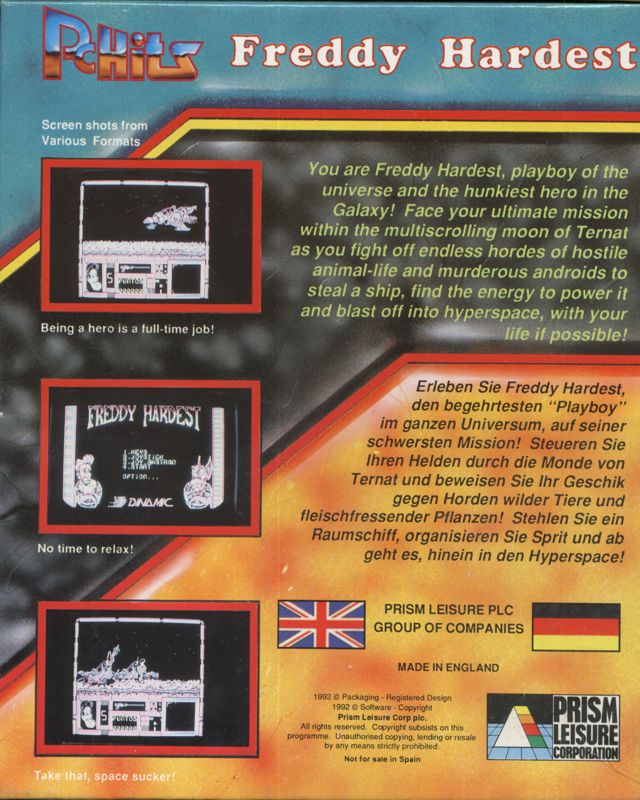 Back Cover for Freddy Hardest (PC Booter)