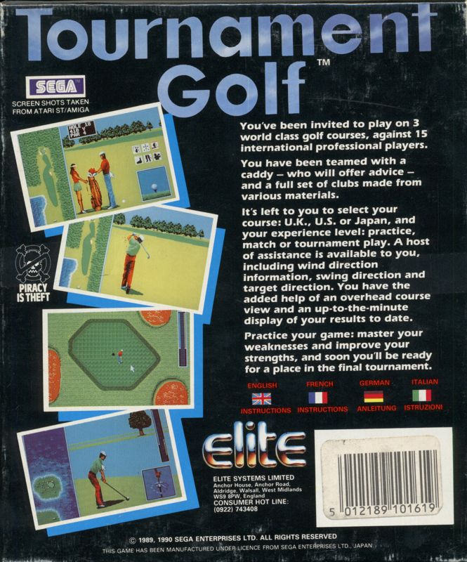 Back Cover for Arnold Palmer Tournament Golf (DOS)
