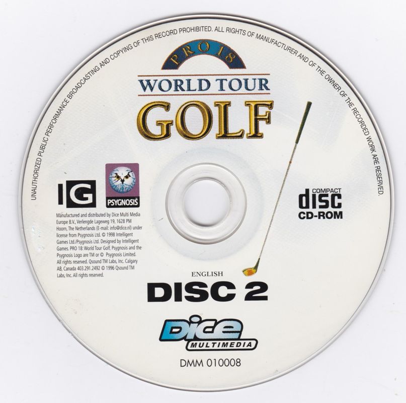 Media for Pro 18 World Tour Golf (Windows) (Dice Multimedia release): Disc 2