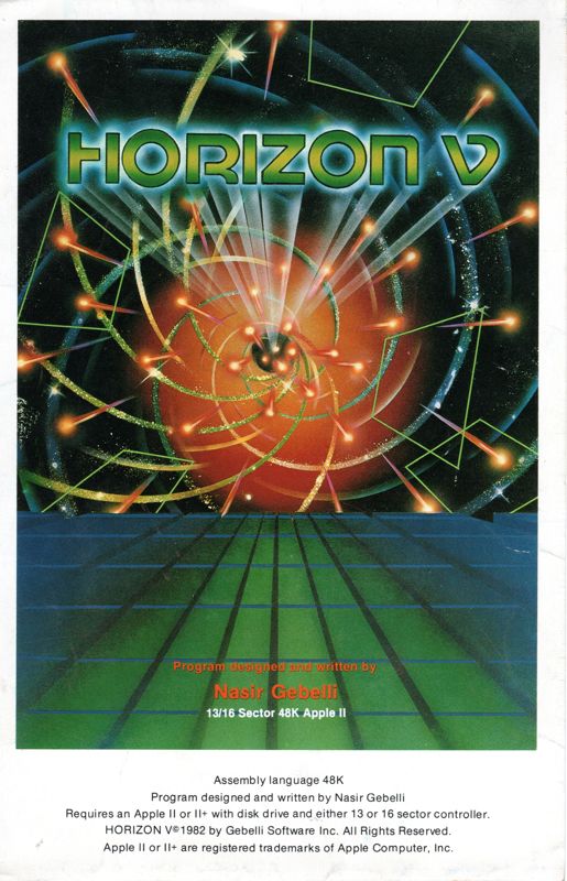 Inside Cover for Horizon V (Apple II)