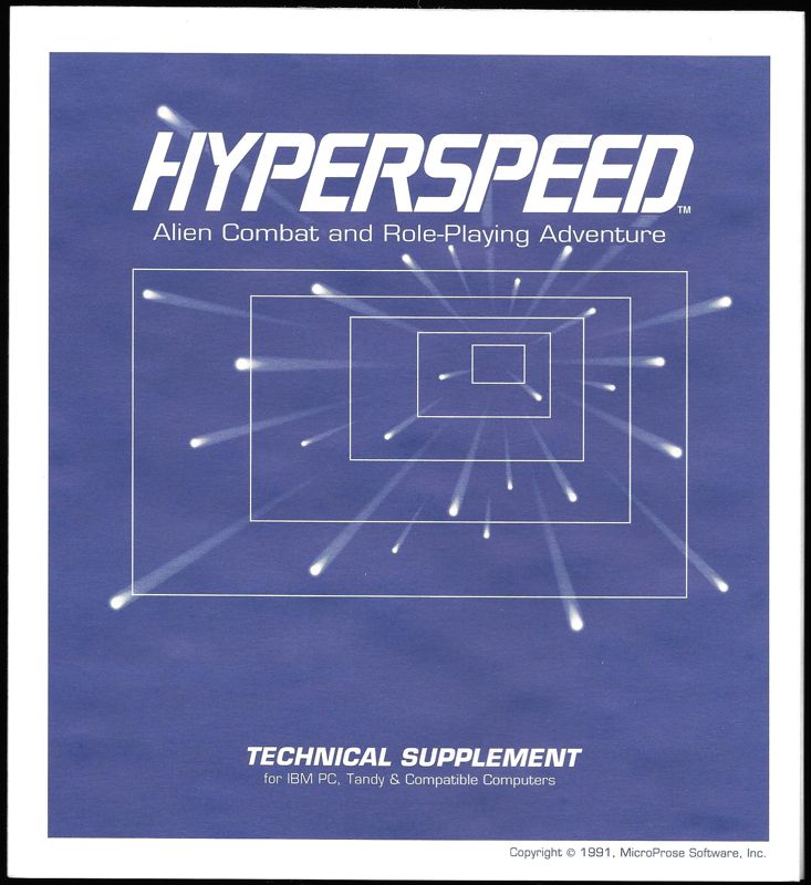 Extras for Hyperspeed (DOS) (5.25" Disk version): Technical Supplement - Front