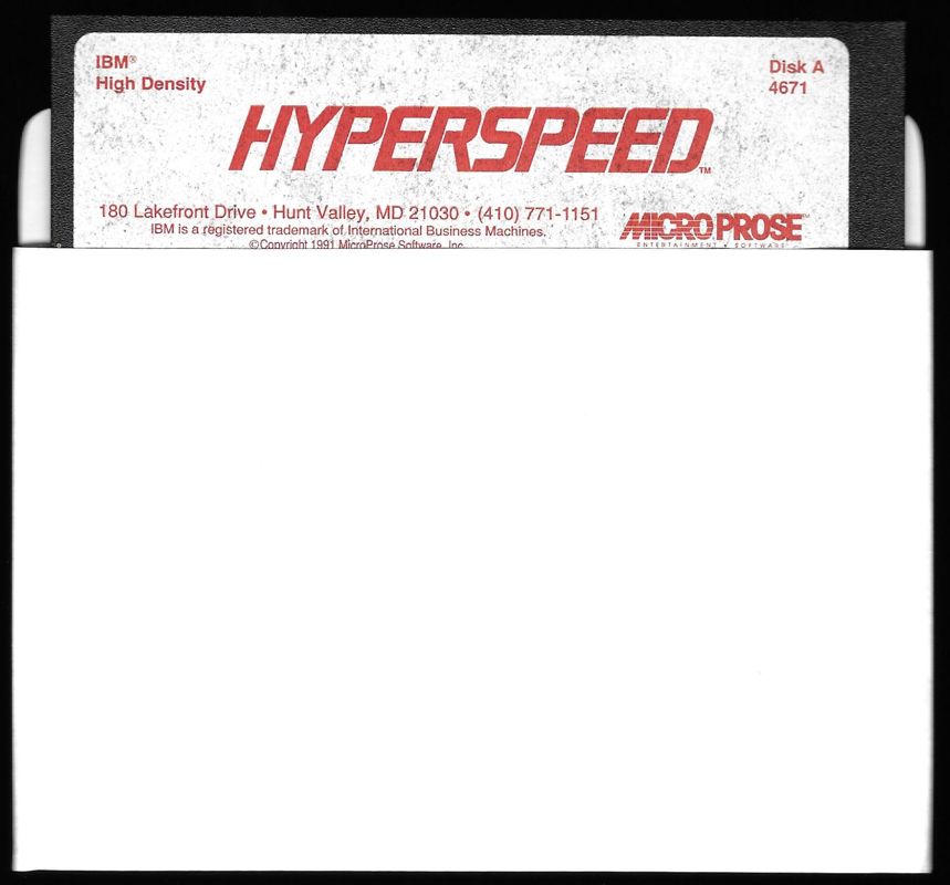 Media for Hyperspeed (DOS) (5.25" Disk version): Disk A
