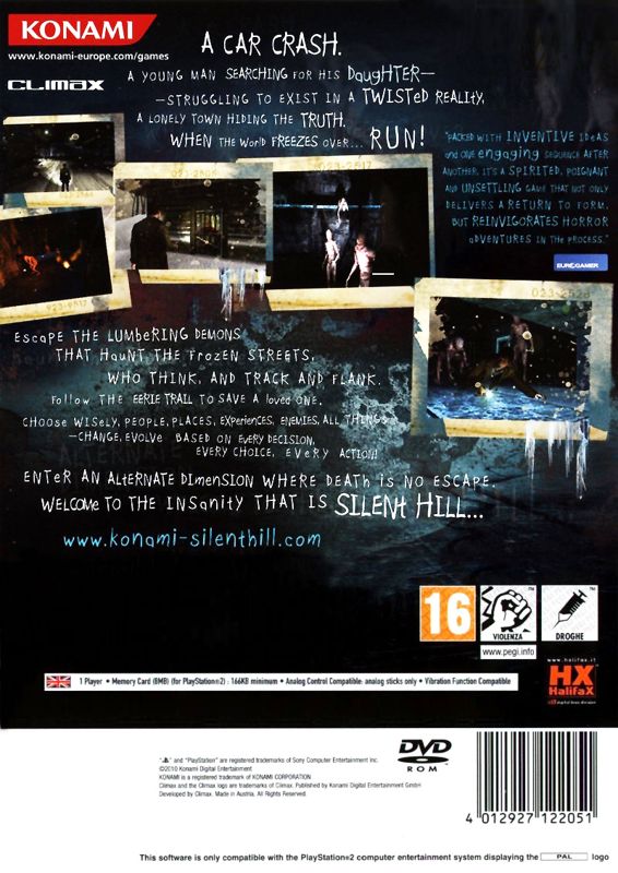 Back Cover for Silent Hill: Shattered Memories (PlayStation 2)