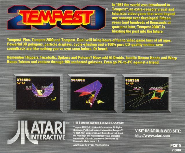 Other for Tempest 2000 (DOS and Windows) (Atari Interactive release): Jewel Case - Back