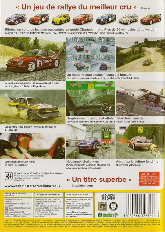 Back Cover for Colin McRae Rally 04 (Windows) (Bestsellers release)