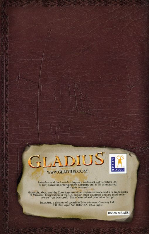 Manual for Gladius (Xbox): Back