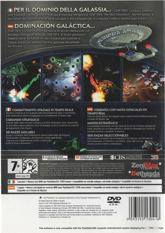 Back Cover for Star Trek: Conquest (PlayStation 2)