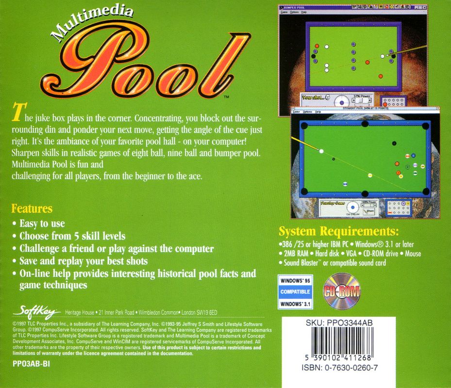 Back Cover for Multimedia Pool (Windows 3.x)