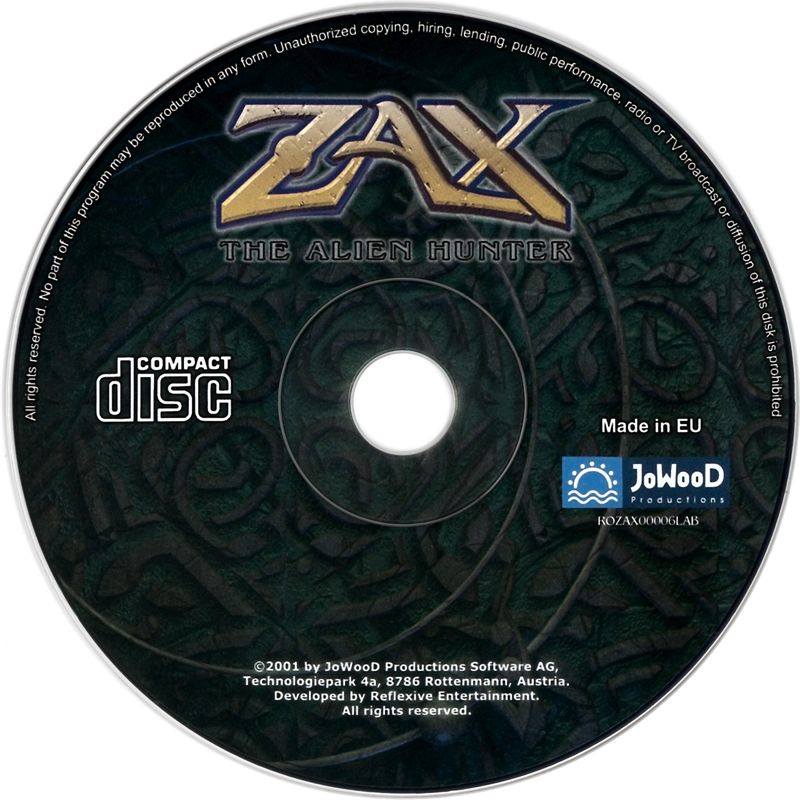 Media for Zax: The Alien Hunter (Windows)