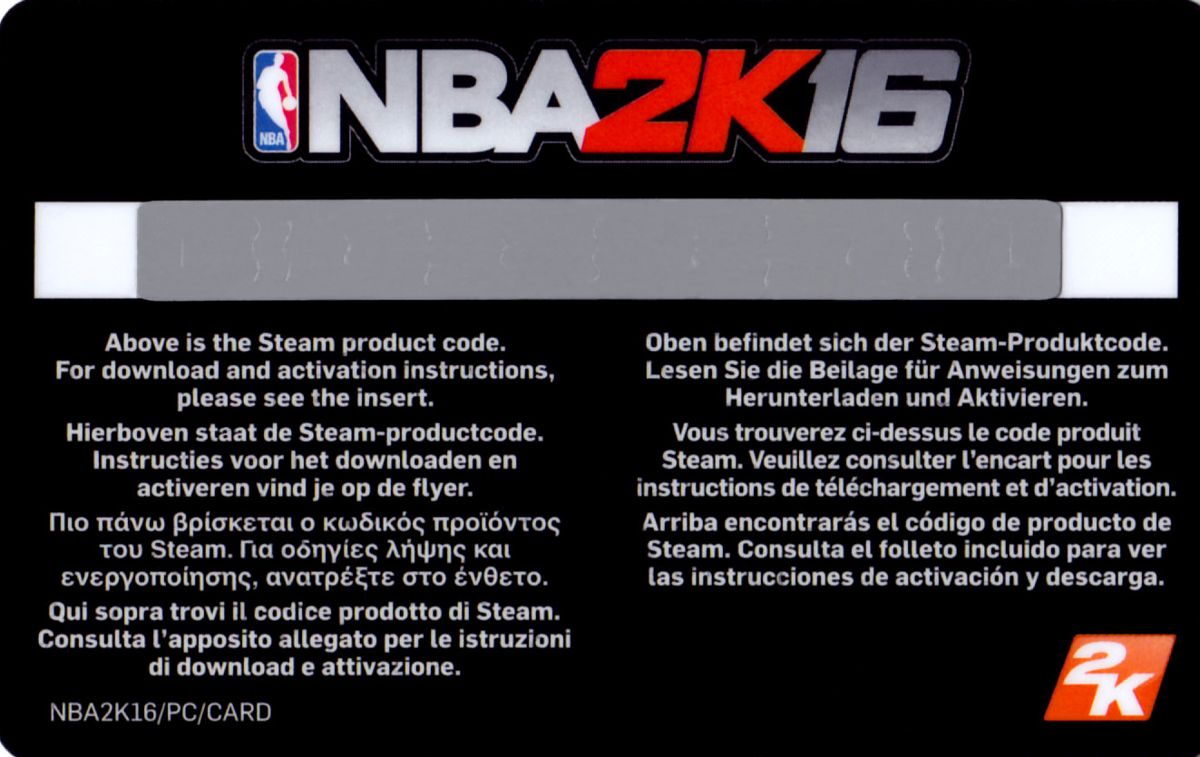 Extras for NBA 2K16 (Windows) (Anthony Davis cover): DLC Card - Back