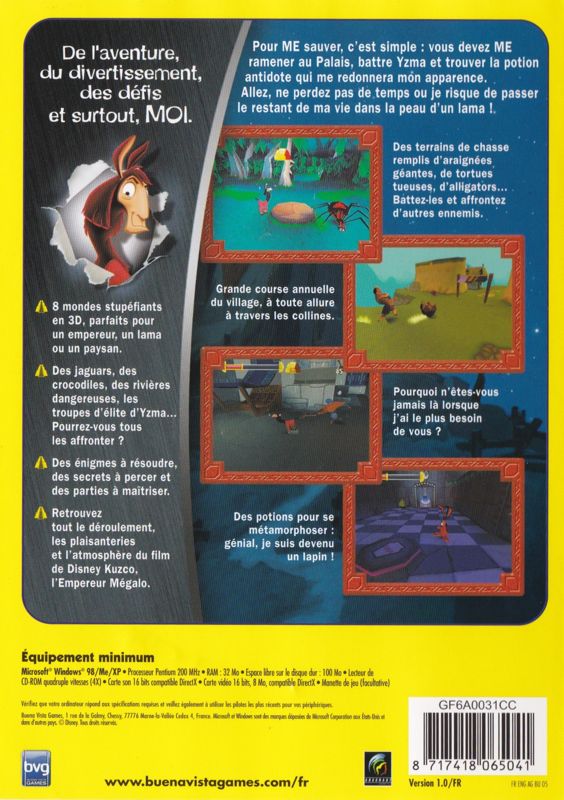 Back Cover for Disney's The Emperor's New Groove (Windows)