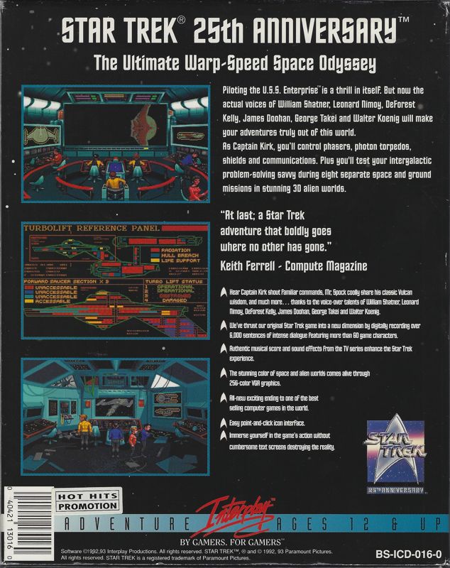 Back Cover for Star Trek: 25th Anniversary (DOS) (Alternate CD release artwork)
