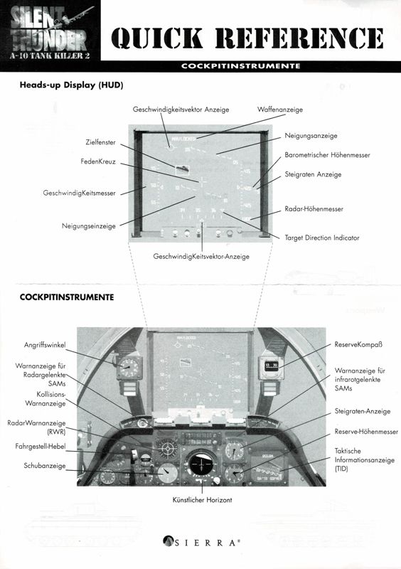 Reference Card for Silent Thunder: A-10 Tank Killer II (Windows and Windows 16-bit) (2nd German (complete German) release with different disc-ident-nr. + 1995 Copyright): Front