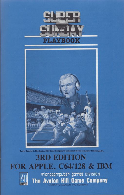 Manual for Super Bowl Sunday (PC Booter) (Super Sunday re-release)