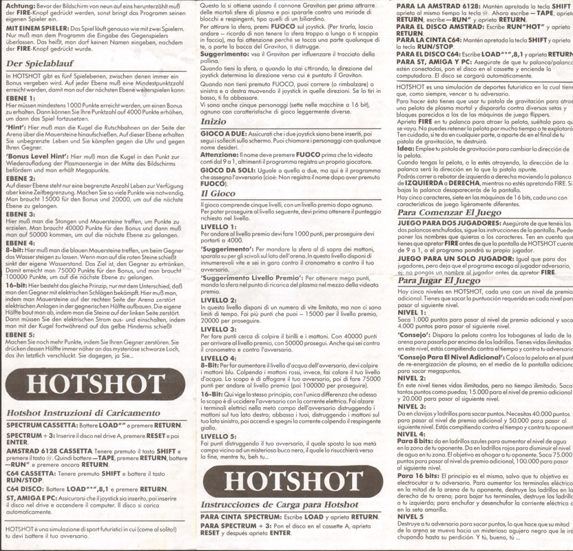 Manual for Hotshot (ZX Spectrum): Side B