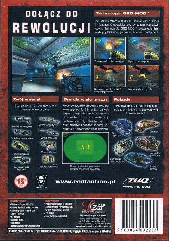 Back Cover for Red Faction (Windows)