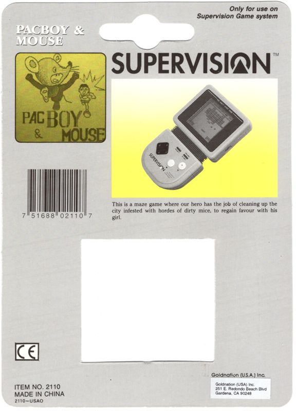 Back Cover for Pacboy & Mouse (Supervision)