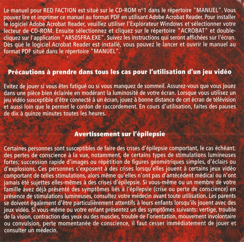 Other for Red Faction (Windows) (Full French release (game/manual)): Jewel Case - Inlay