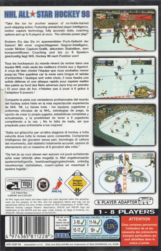 Back Cover for NHL Powerplay 98 (SEGA Saturn)