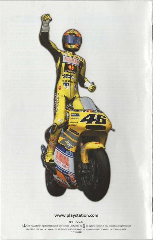 Manual for MotoGP 2 (PlayStation 2): back