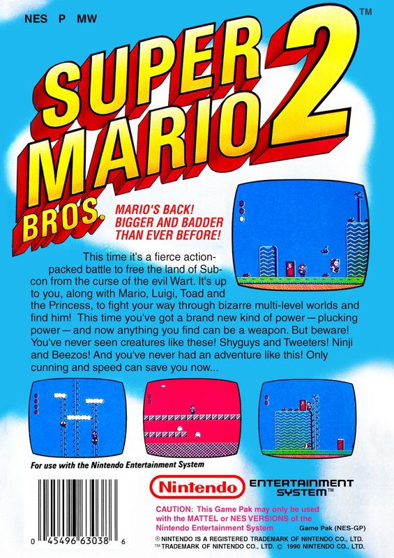 Back Cover for Super Mario Bros. 2 (NES)